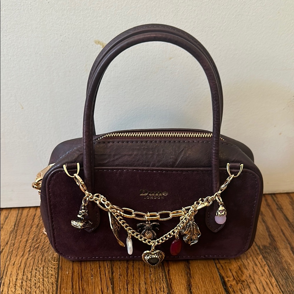 London Plum Leather Mini Charm Satchel